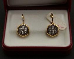 Oro 18 Kt   Diamante Taglio A Rosa Stile Antico Forma Esagon