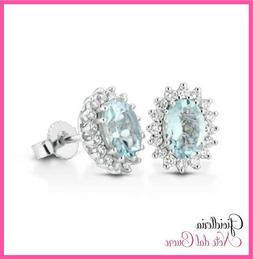 Oro Bianco 18k:acquamarine E Diamanti Naturali 0.52 Carati C