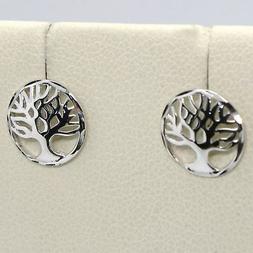 Oro Bianco 18k Rotondi Con Albero Della Vita  Made In Italy