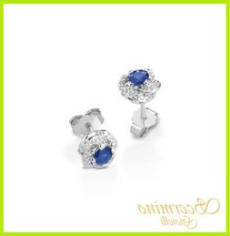 Oro Bianco 18k : Zaffiri E Diamanti Naturali 0.70 Carati Cer