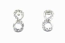 Oro Bianco 18kt 750/1000 Piccoli "infinito" Mini A Lobo Zirc