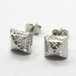 Oro Bianco 750 18k, Quadrati, Finemente Lavorati, Martellati