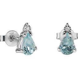 Oro Bianco Con Brillanti Ct 0.02 E Acquamarina   Ref. 200831