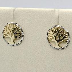 Oro Bianco E Giallo 18k Rotondi Con Albero Della Vita Made I