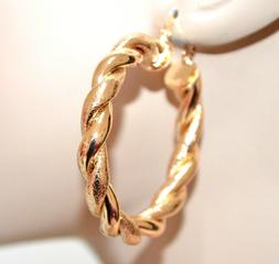 Oro Dorati Donna Cerchi Lucidi Satinati Intrecciati Ondulati