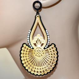 Oro Dorati Neri Pendenti Donna Metallizzati Strass Brillanti