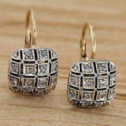 Oro Giallo 14 Kt. Diamanti Toppa Monachella Stile Antichi Ep