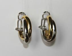 Oro  Giallo Bianco 18 K 7,6 Gr. Earrings Yellow White Gold 1