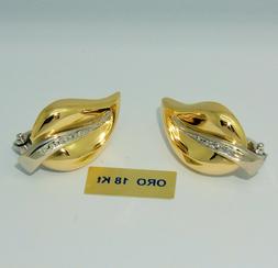 Oro Giallo/bianco 18kt Con Brillanti Attacco Ciappa E Perno