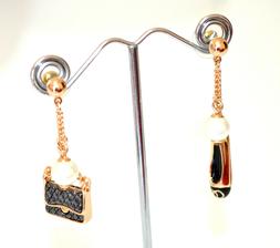 Oro Perla Donna Ciondoli Borsa E Scarpetta Nera Pendagli Pen