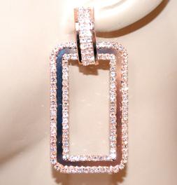 Oro Rosa Donna Pendenti Rettangolari Strass Cristalli Metall