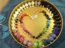 Paio Brillantini Palline Colori Moda Giovani Donna Acciaio P