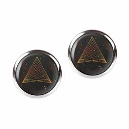 Paio Con Motivo Triangolo Piramide Spazio Stelle Argento