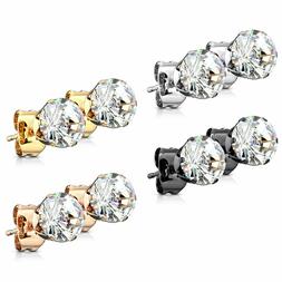 Paio Orecchini Zirconi Cristallo Pietra Donna Uomo Acciaio I