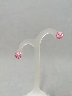 Pallina A Lobo Rosa E Argento 925 Orecchini Donna A Perno