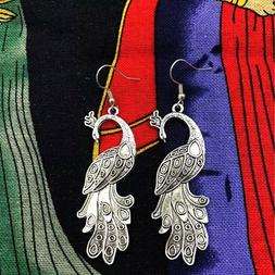 Pavone Ciondolo 61x21 Mm  Argento Tibetano Charm Piume