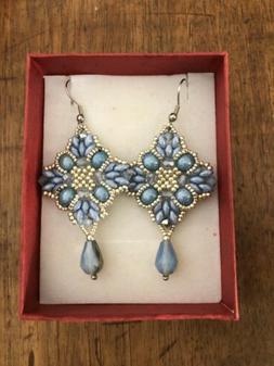 Pendendi Di Bigiotteria Artigianale Azzurri Con Bicono Swaro