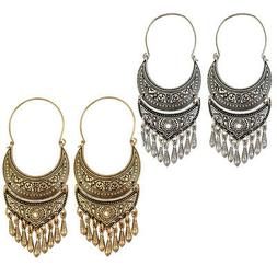 Pendenti A Cerchio Intagliati Luna Antica Zingara Tribale Af