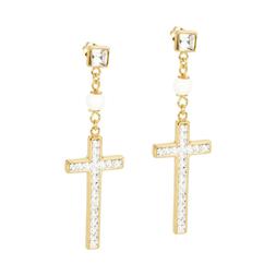 Pendenti A Forma Di Croce In Acciaio Con Cristalli Swarovski