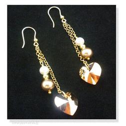 Pendenti Argento 925 Cristalli Perle Swarovski Cuori Crystal