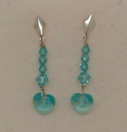 orecchini pendenti argento 925 cuore e pietre