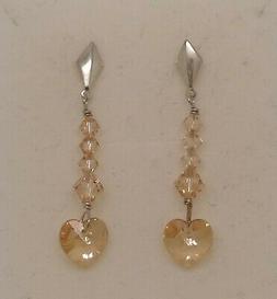 Pendenti Argento 925 Cuore E Pietre Swarovski Golden Shadow 