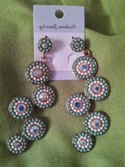 Pendenti Bigiotteria Metallo Con Strass E Pietre Colore Verd