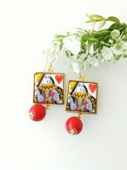 Pendenti Ceramica  Caltagirone , Perle Corallo Rosso E Argen