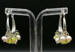 Pendenti Cerchio Charms Perle Peridoto Argento Gioiello Ital