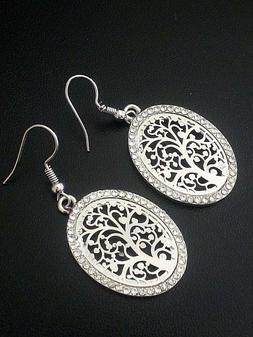 Pendenti Ciondolo Albero Della Vita Silver Strass Earrings