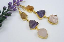 Pendenti Con Ametista, Quarzo Rosa E Quarzo Citrino Naturali