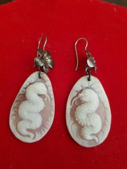 Pendenti Con Cammeo Conchiglia Serpente Inciso Fiore