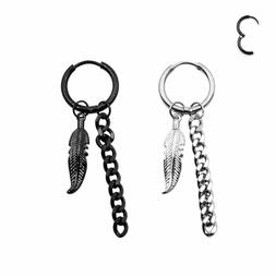 Pendenti Con Catena E Piume Acciaio 316l Piercing Orecchi Id