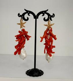 Pendenti Con Corallo Naturale Perle Coltivate Fatti A Mano P