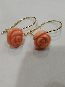 Pendenti Con Rosa Di Corallo , In Oro Giallo 18kt, Grammi 6,