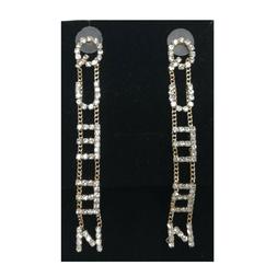 Pendenti Con Strass Neutri Scritta Queen Placcata Color Oro 