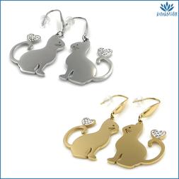 Pendenti Da Donna Ragazza Con Ciondolo Gatto In Acciaio Inox