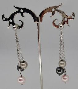 Pendenti Donna Argento 925 Perle Vere Naturali Bianche Nere 