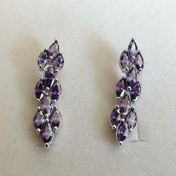 Pendenti Donna Colore Argento Con Ametista Ovali - 237 V