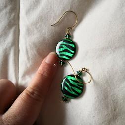 Pendenti Donna Fatti A Mano, Verde E Nero, Con Swarovski