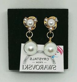 Pendenti Donna Oro Giallo Perle E Cristalli Swarovski Veri