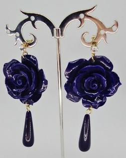 Pendenti Donna Ragazza Rosa Blu Alta Bigiotteria Lunghi 7cm 