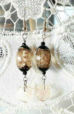 Pendenti Fatti A Mano Con Perla Glitterata Oro Rosa Nero E F