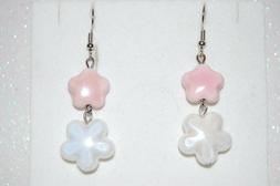 Pendenti Fatti A Mano Con Perle In Ceramica Fiore Bianco E F