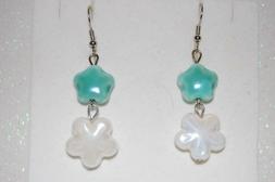 Pendenti Fatti A Mano Con Perle In Ceramica Fiore Bianco E V