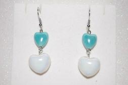 Pendenti Fatti A Mano Con Perle In Ceramica Cuore Bianco E V