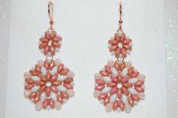 Pendenti Fatti A Mano Con Perle/perline Color Rosa Pesca E B