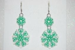 Pendenti Fatti A Mano Con Perle/perline Verde Acqua E Bianch