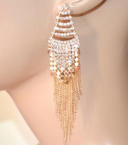 Pendenti Fili Lunghi Oro Dorati Donna Strass Brillantini Ele
