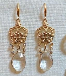 Pendenti Filigrana Ottone Dorato Con Cristallo Trasparente